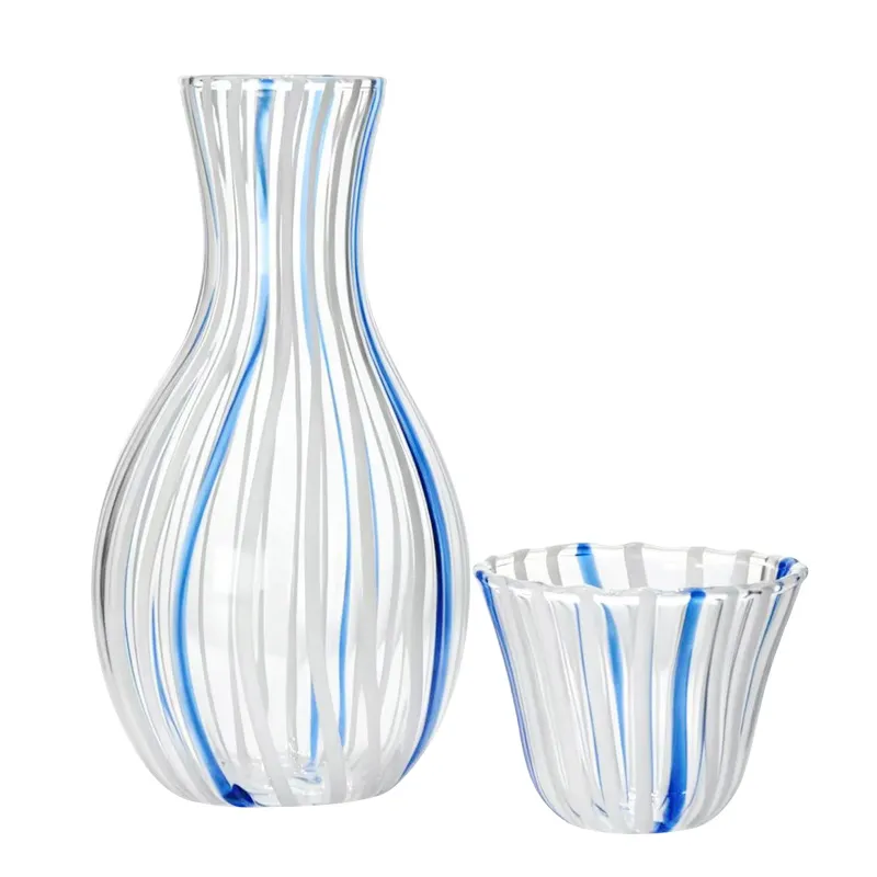 borosilicate blue silk sake pot 2