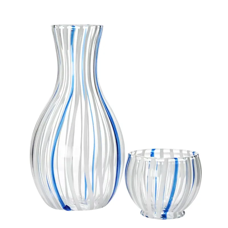 borosilicate blue silk sake pot 3