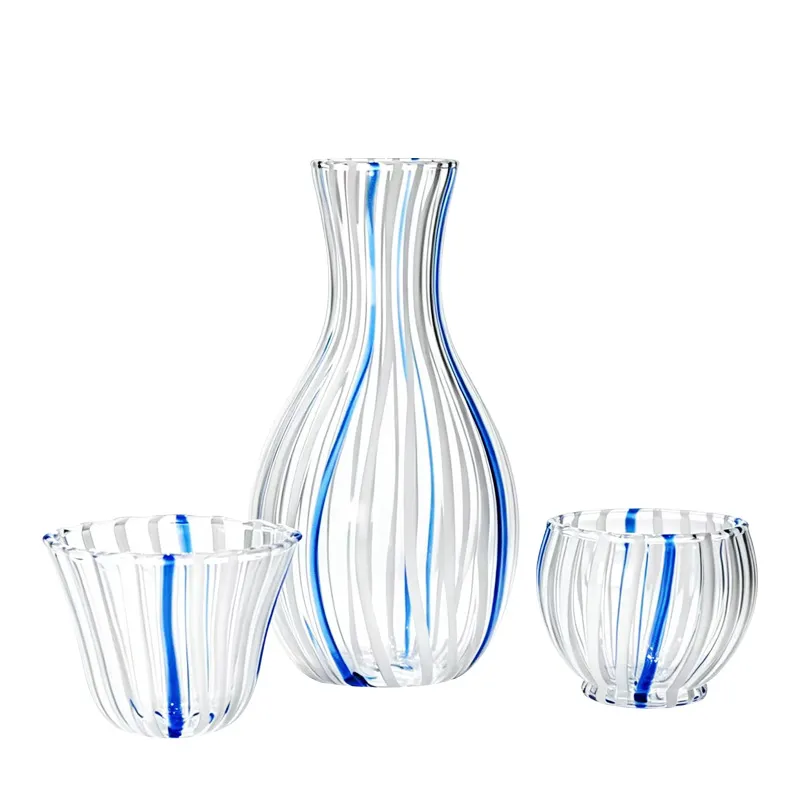 borosilicate blue silk sake pot 4